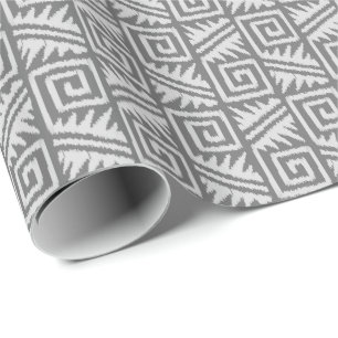 Ikat Aztec Tribal - Schatten von Grau/Grau Geschenkpapier