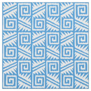 Ikat Aztec Tribal - Sky Blue und White Stoff