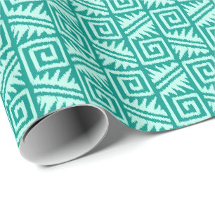 Ikat Aztec Tribal - Türkis und Aqua Geschenkpapier