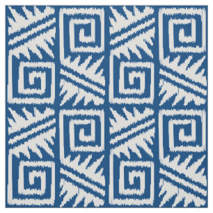 Ikat Azteke - Denim-Blau und Weiß Stoff