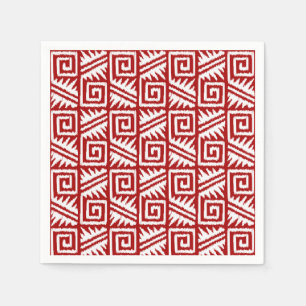 Ikat aztekisches Muster - dunkelrot und weiß Serviette
