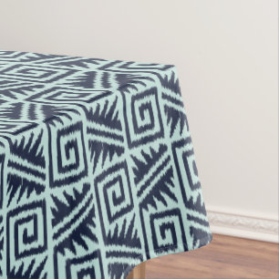 Ikat aztekisches Muster - Indigo und hellblaues Tischdecke