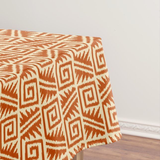 Ikat aztekisches Muster - Mandarine und Tischdecke (Beispiel)