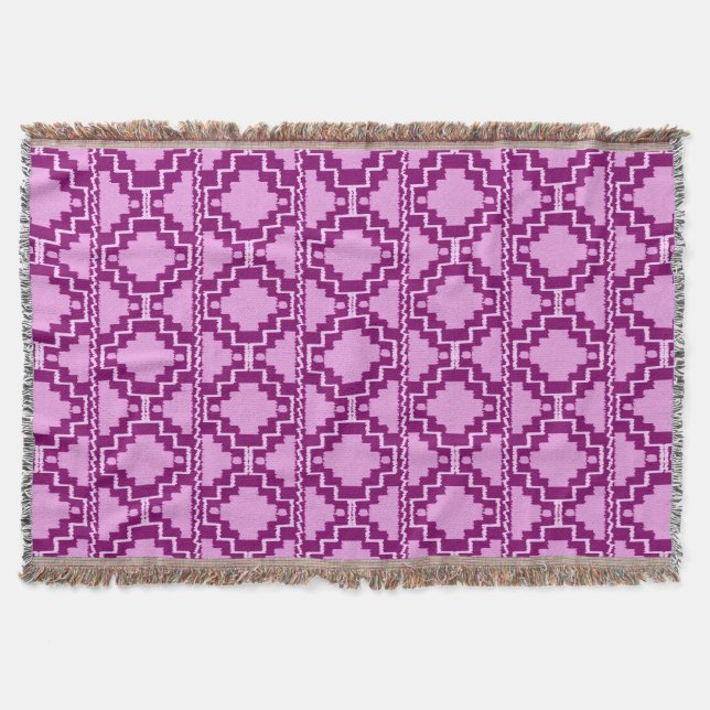 Ikat aztekisches Stammes- - Amethyst Lila und Decke (Vorderseite)
