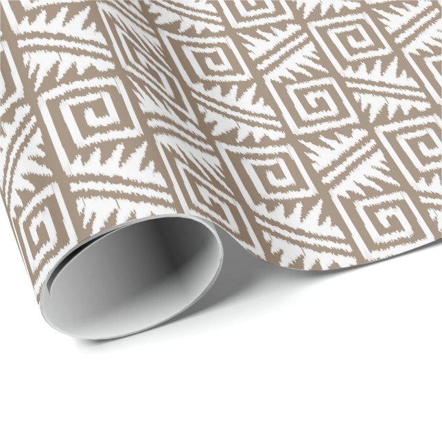 Ikat aztekisches Stammes- - Taupe TAN und Creme Geschenkpapier (Rolleneckpunkt)