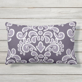 Ikat Blumendamast-Pflaume und Lavendel Kissen Für Draußen