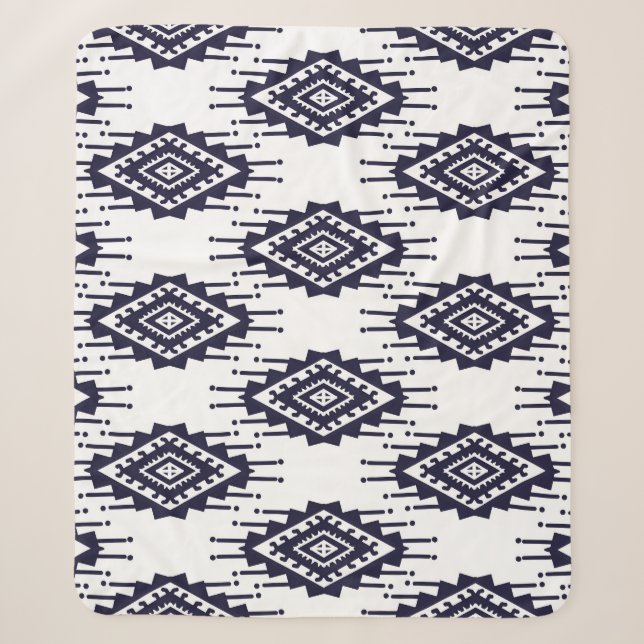 Ikat Boho Aztec Textile Motif Sherpadecke (Vorderseite)