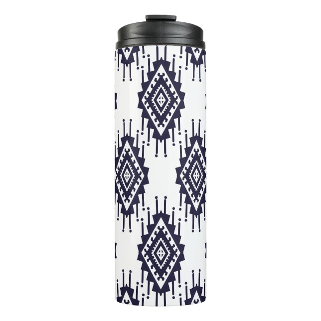 Ikat Boho Aztec Textile Motif Thermosbecher (Vorderseite)
