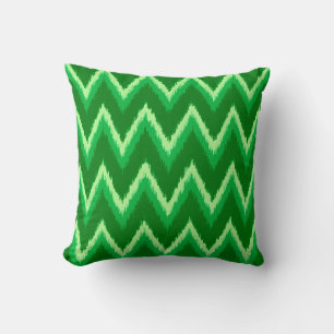 Ikat Chevron Streifen - Kiefer und Limettengrün Kissen