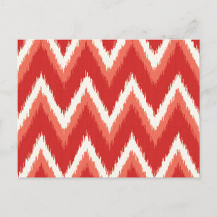 Ikat Chevron Streifen - Rostorange und Weiß Postkarte