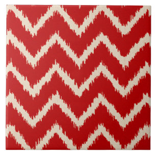 Ikat Chevrons - Chinesisch, rot und braun Fliese