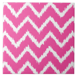 Ikat Chevrons - Deep fuchsia rosa und weiß Fliese