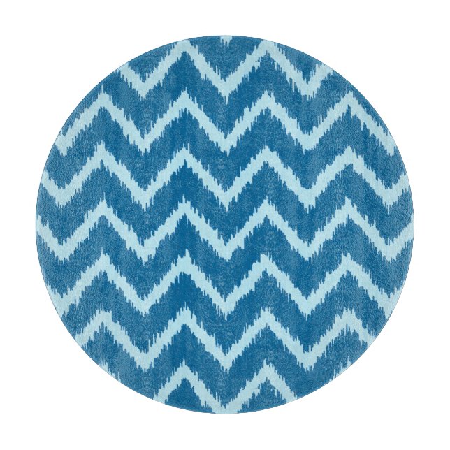 Ikat Chevrons - Indigo und Blass Blue Schneidebrett (Vorderseite)