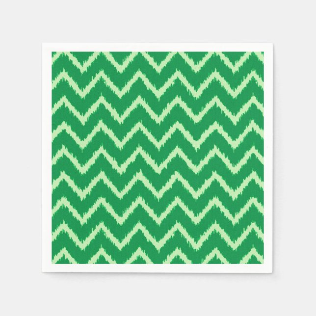 Ikat Chevrons - Kiefer und hellgrün Serviette (Vorderseite)