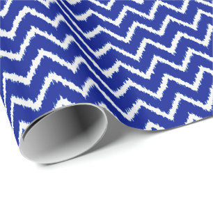 Ikat Chevrons - Kobaltblau und weiß Geschenkpapier