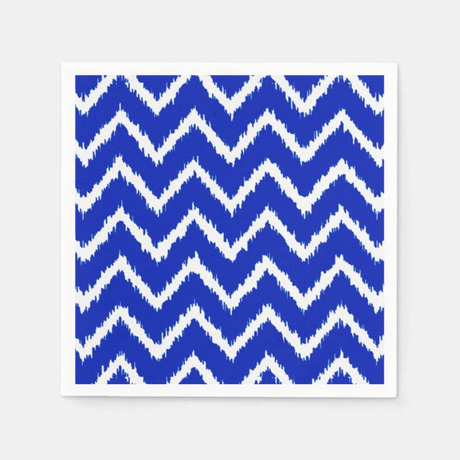 Ikat Chevrons - Kobaltblau und weiß Serviette (Vorderseite)