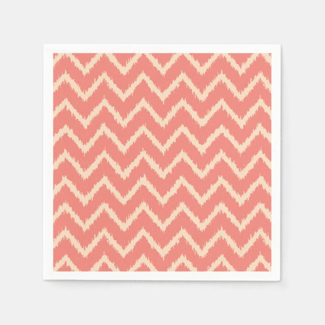 Ikat Chevrons - Korallenorange und -pfirsich Serviette (Vorderseite)