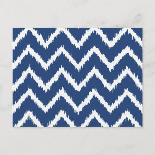 Ikat Chevrons - Marineblau und Weiß Postkarte