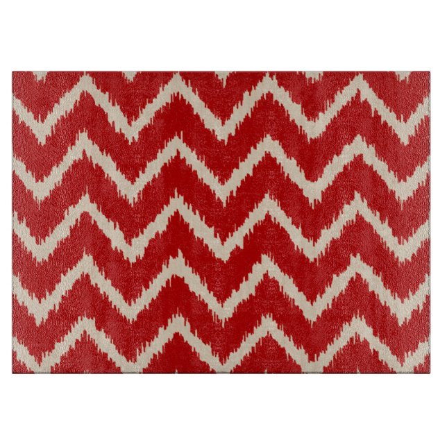Ikat Chevrons - rot und braun in China Schneidebrett (Vorderseite)