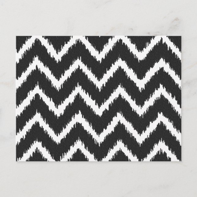 Ikat Chevrons - Schwarzweiß Postkarte (Vorderseite)