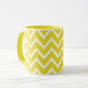 Ikat Chevrons - Senfgelb und weiß Tasse