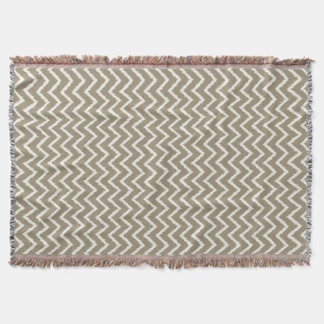 Ikat Chevrons - Taupe tan und Beige Decke (Vorderseite)