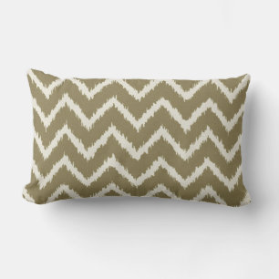 Ikat Chevrons - Taupe tan und Beige Lendenkissen