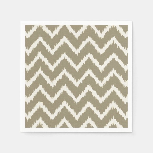 Ikat Chevrons - Taupe tan und Beige Serviette (Vorderseite)