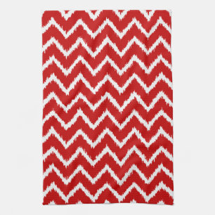 Ikat Chevrons - Tiefe rot und weiß Geschirrtuch