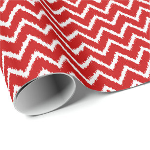 Ikat-Chevrons - Tiefrot und Weiß Geschenkpapier