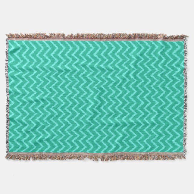 Ikat Chevrons - Türkis und Wasser Decke (Vorderseite)
