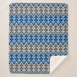 Ikat Damask (Marokko), blau und grau/grau Sherpadecke