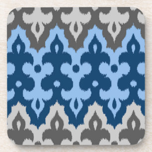 Ikat Damask (Marokko), blau und grau/grau Untersetzer