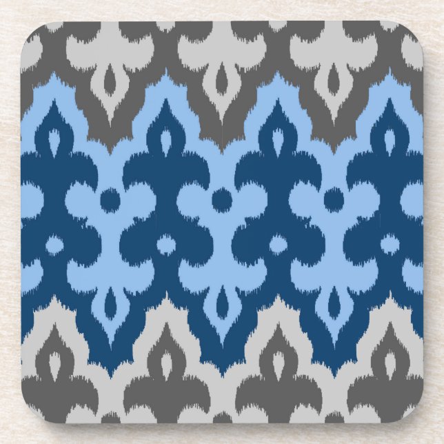 Ikat Damask (Marokko), blau und grau/grau Untersetzer (Vorderseite)