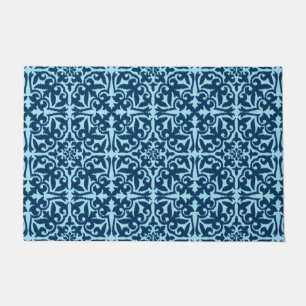 Ikat Damask Muster, Dunkle Indizien und hellblau Fußmatte