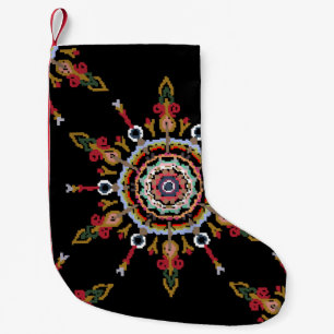 Ikat Damask Red Green Vintag Kleiner Weihnachtsstrumpf