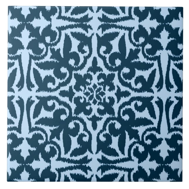 Ikat-Damasmuster - Dunkle Indizierung und hellblau Fliese (Vorderseite)