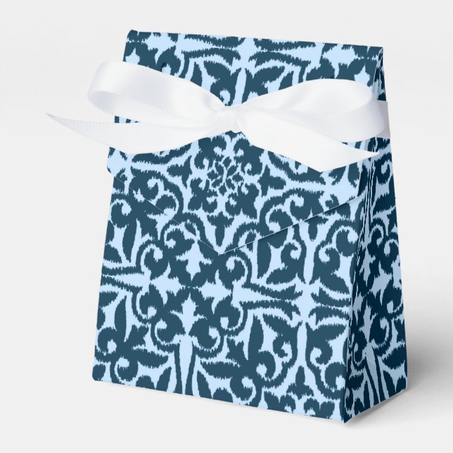 Ikat-Damasmuster - Dunkle Indizierung und hellblau Geschenkschachtel (Vorderseite)