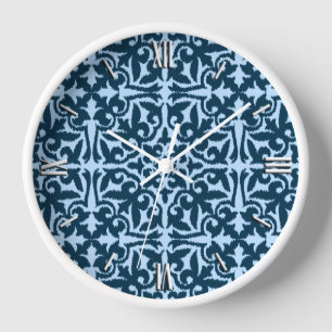 Ikat-Damasmuster - Dunkle Indizierung und hellblau Uhr