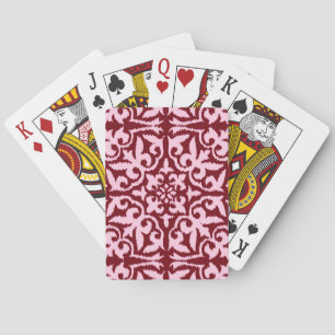 Ikat-Damast-Muster - Burgund und Rosa Spielkarten