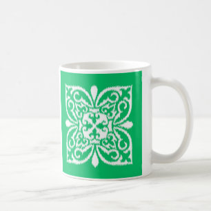 Ikat-Damast-Muster - Jade grün und weiß Tasse