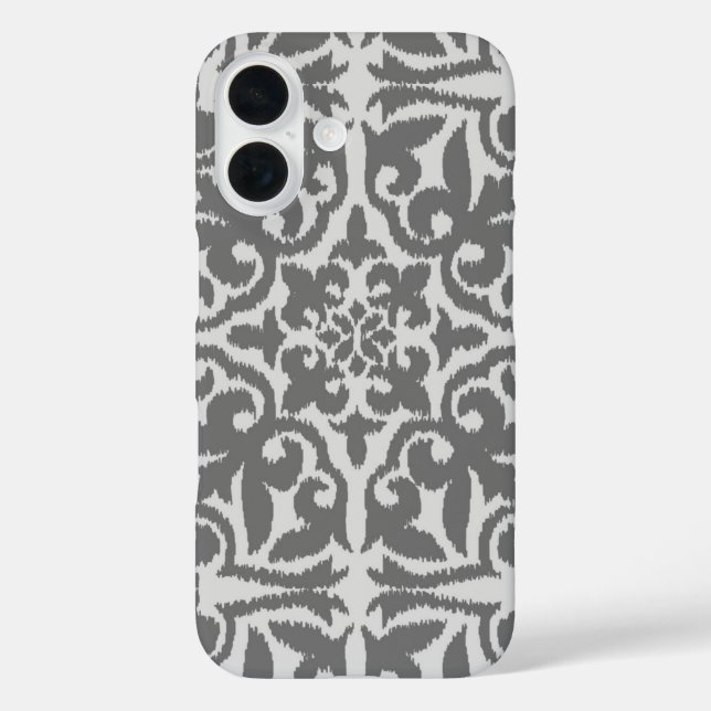 Ikat-Damast-Muster - leicht und mittelgrau Case-Mate iPhone Hülle (Rückseite)