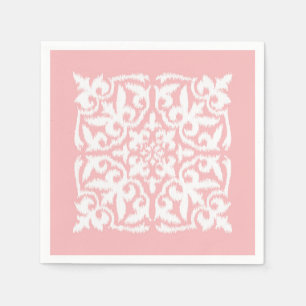 Ikat-Damast-Muster - Muschel pink und weiß Serviette