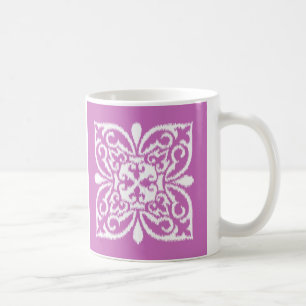 Ikat-Damast-Muster - orchid und weiß Kaffeetasse