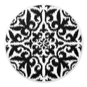 Ikat-Damast-Muster - schwarz-weiß Keramikknauf