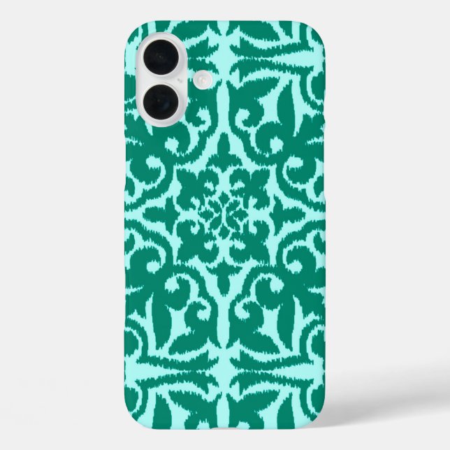 Ikat-Damast-Muster - Türkis und Aqua Case-Mate iPhone Hülle (Rückseite)