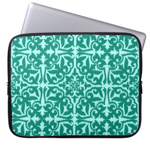 Ikat-Damast-Muster - Türkis und Aqua Laptopschutzhülle
