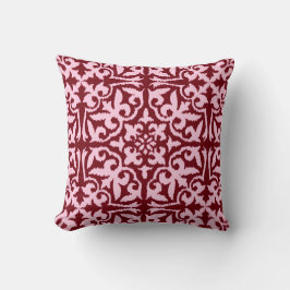 Ikat Damastmuster - Burgunder und Rosa Kissen