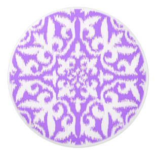 Ikat-Damastmuster - Lavendel und Weiß Keramikknauf