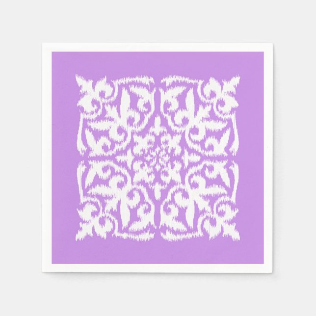 Ikat-Damastmuster - Lavendel und Weiß Serviette (Vorderseite)